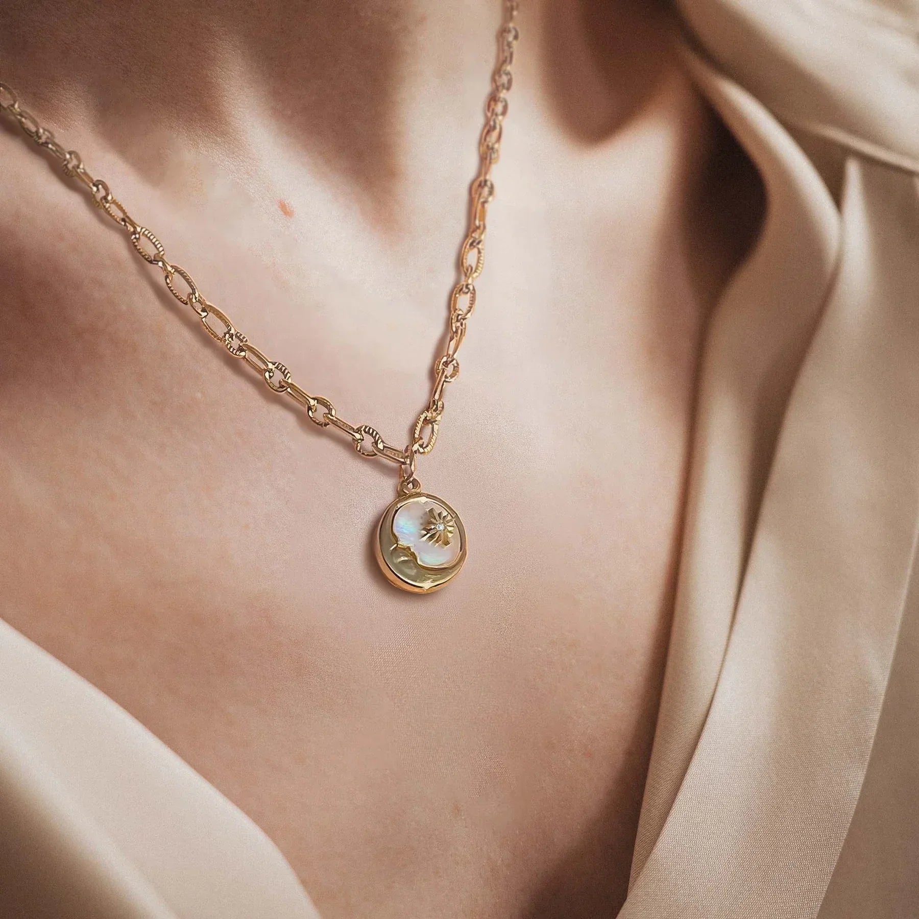 Sun and Moon - Mother of Pearl Necklace