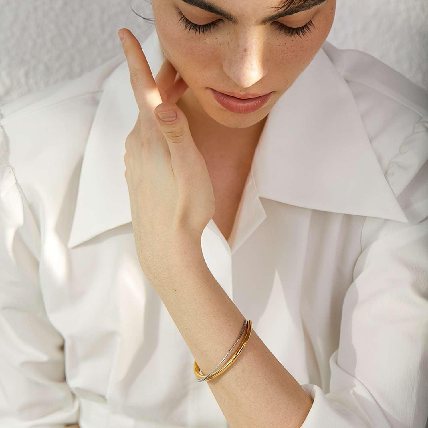Bracelete Cuff Double Banhado a Ouro 18k - Sundian - Sundian