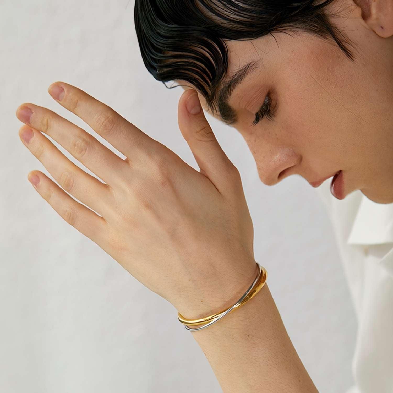 Bracelete Cuff Double Banhado a Ouro 18k - Sundian - Sundian