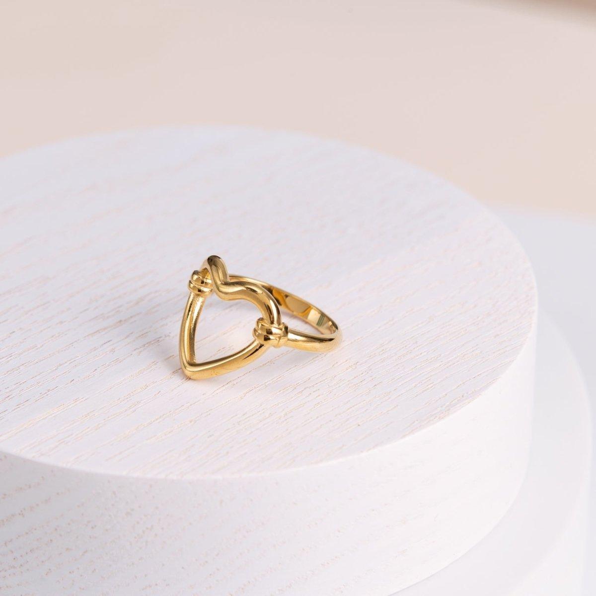 Anel de Coração Vazado Banhado a Ouro 18k - Sundian
