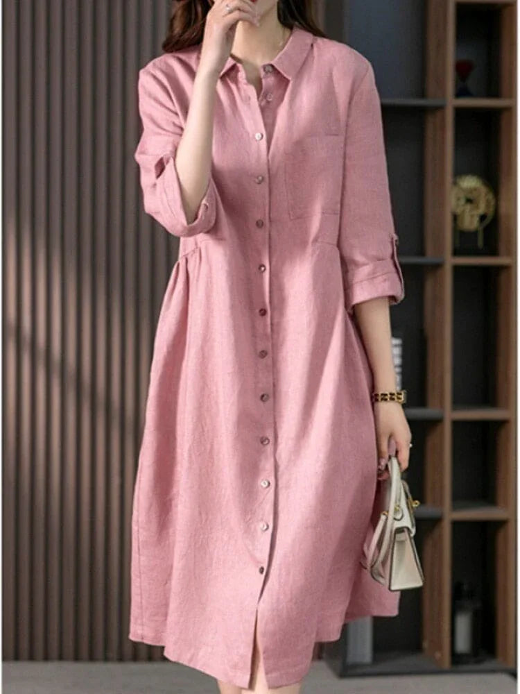Vestido Camisa Midi Feminino – Sofisticação com caimento perfeito