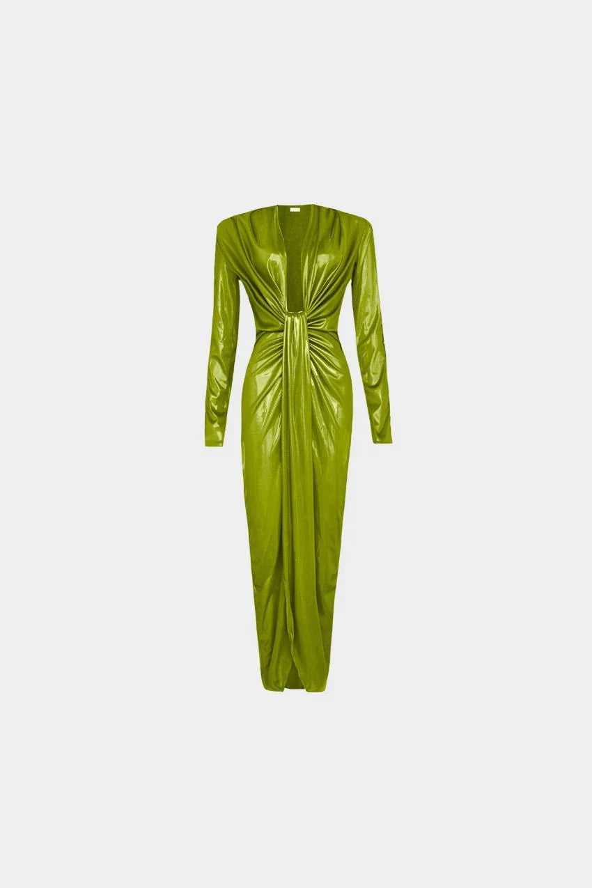 Vestido Verde Metálico Sara – Estilo marcante e confortável