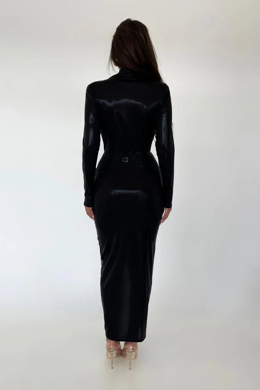 Vestido Preto Metálico Sara – Ideal para qualquer ocasião