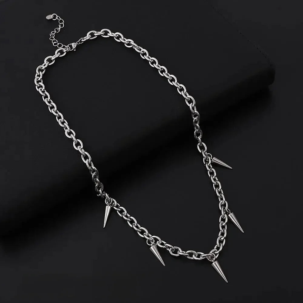 Collar con pinchos punk - Cadena de 40/55 cm