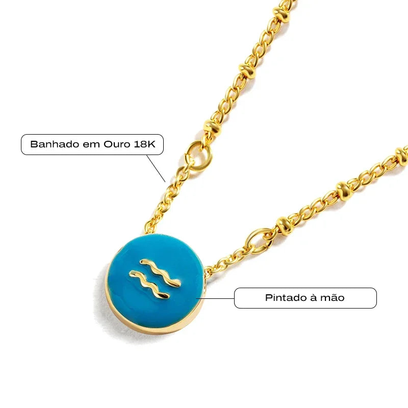 Collar con el signo del zodiaco en oro de 18 quilates