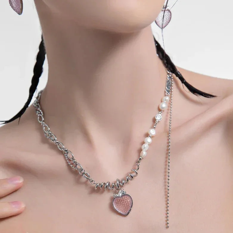 Collar de Tarta de Fresa en Plata 925 – Cadena de 43 cm