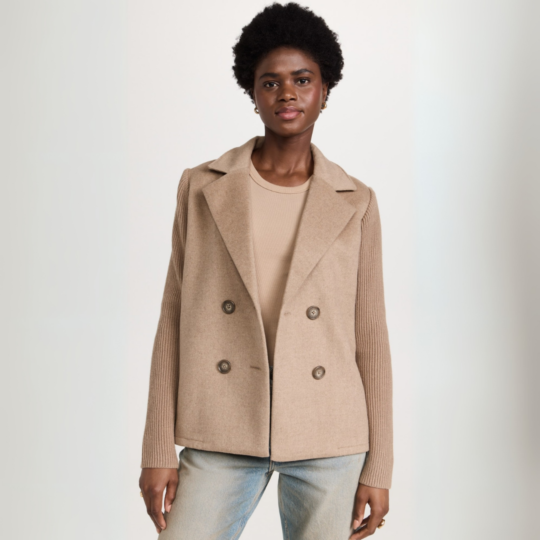 SORELLE™ - Elegant Knit-Sleeve Blazer