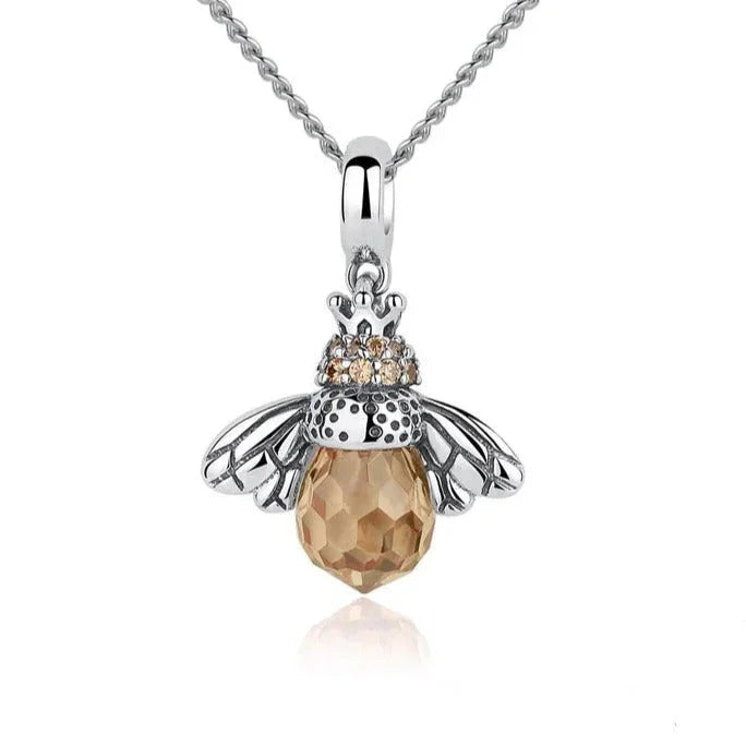 Collar de abeja con circonitas en plata de ley 925