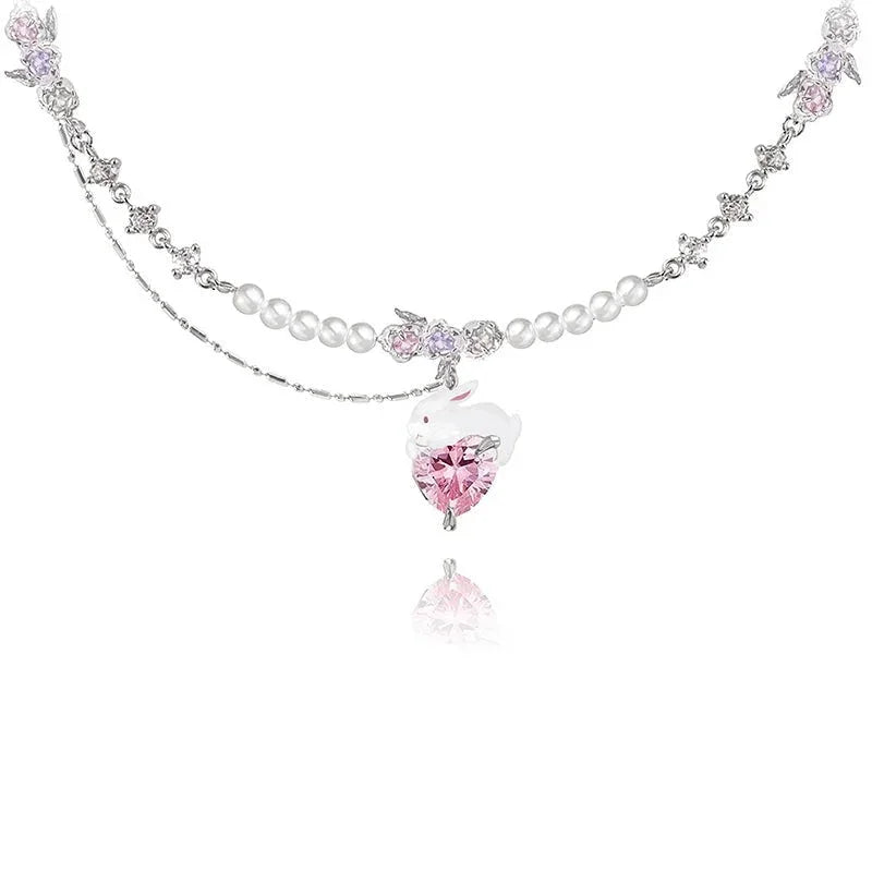 Collar de conejito blanco - Cadena de 40 cm