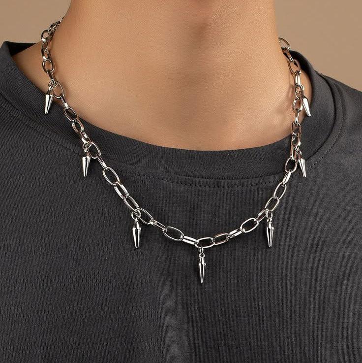 Collar con pinchos punk - Cadena de 40/55 cm
