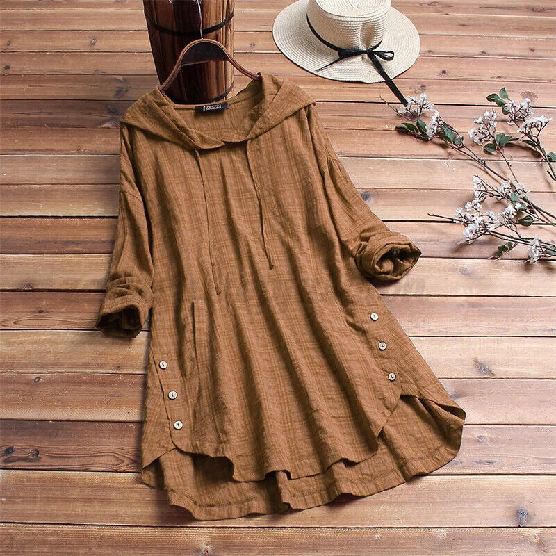 Hillary | Loose Cotton Sweatshirt with Button