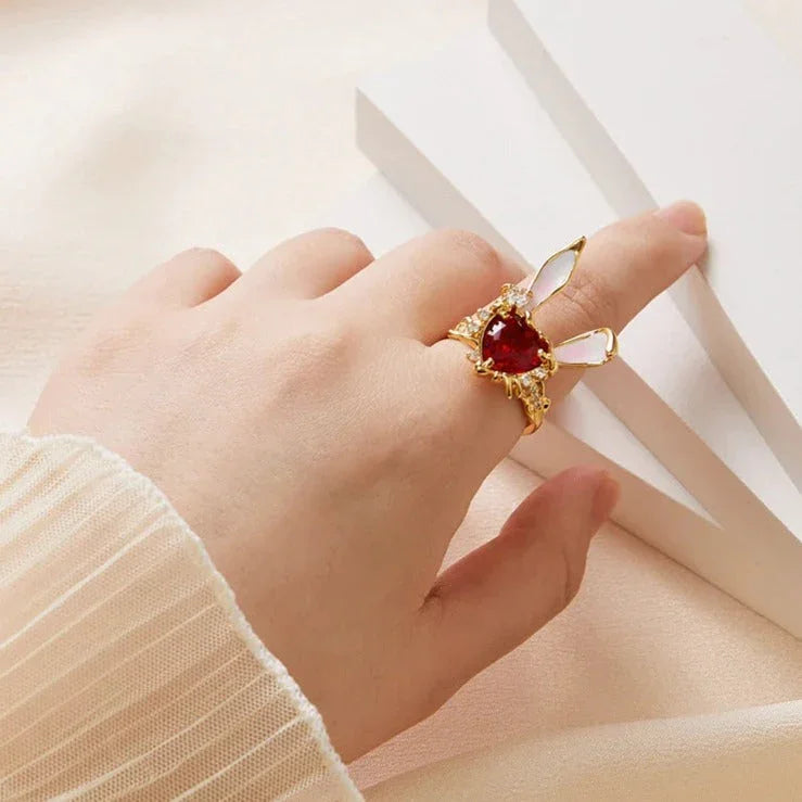Anel Ajustável Golden Bunny em Ouro 18K — Elegância e Charme Único - Sundian