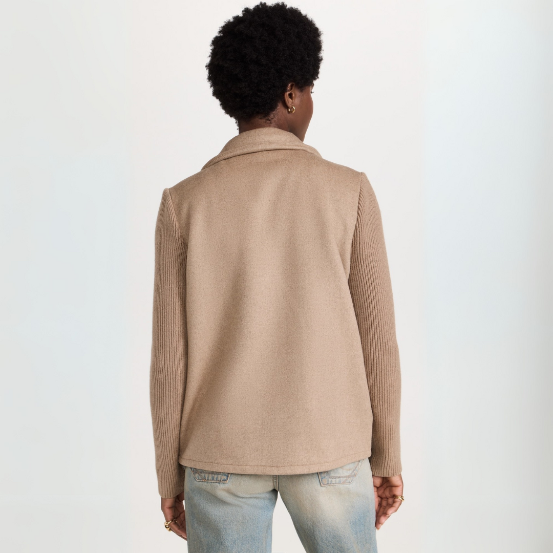SORELLE™ - Elegant Knit-Sleeve Blazer
