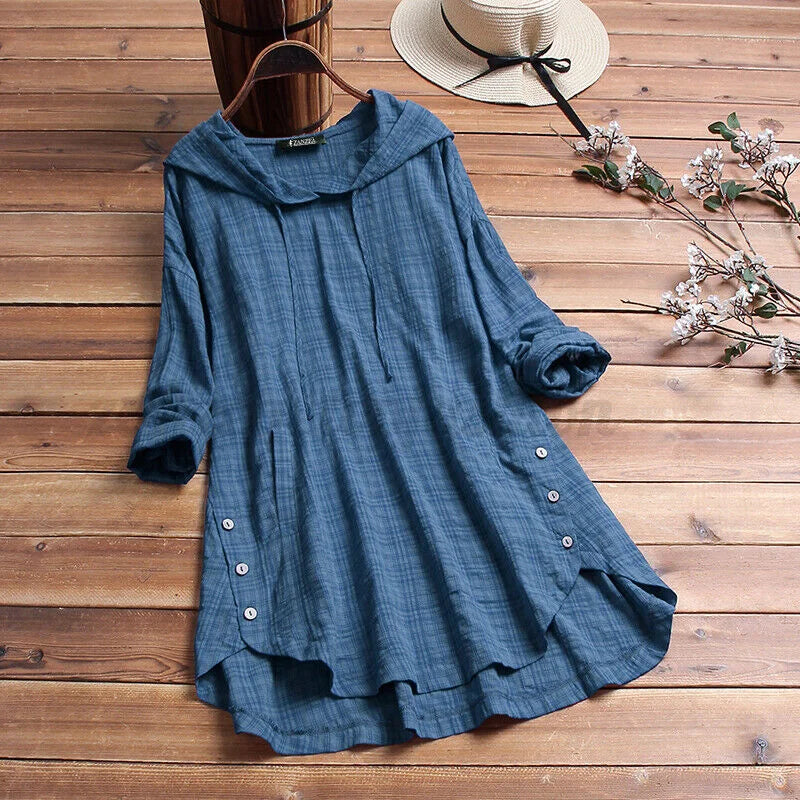 Hillary | Loose Cotton Sweatshirt with Button