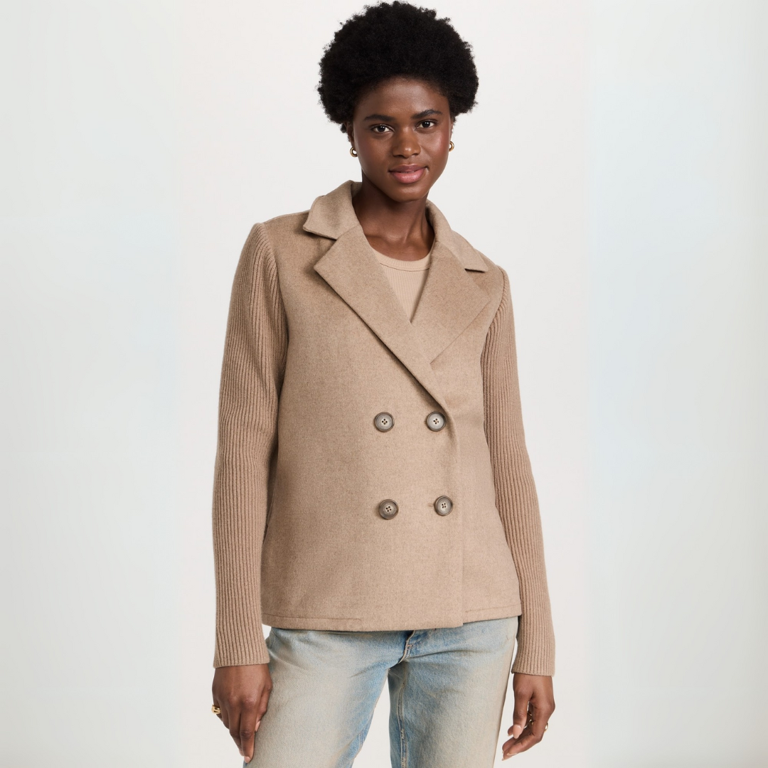SORELLE™ - Elegant Knit-Sleeve Blazer