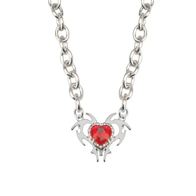Collar Sagrado Corazón con Circonitas Rojas