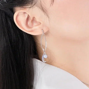 Par de Pendientes Zorro con Circonitas y Perla en Plata 925