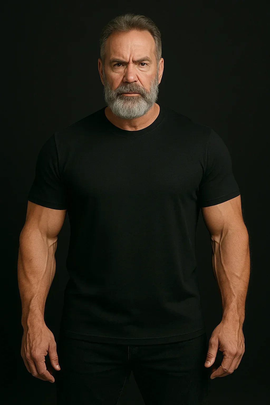 Camiseta negra para hombre – Frase divertida "Viejo Gruñón" – Espalda blanca 