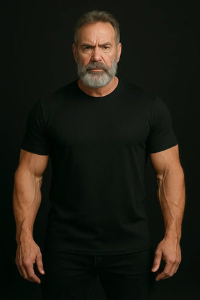Camiseta negra para hombre – Frase divertida "Viejo Gruñón" – Espalda blanca 