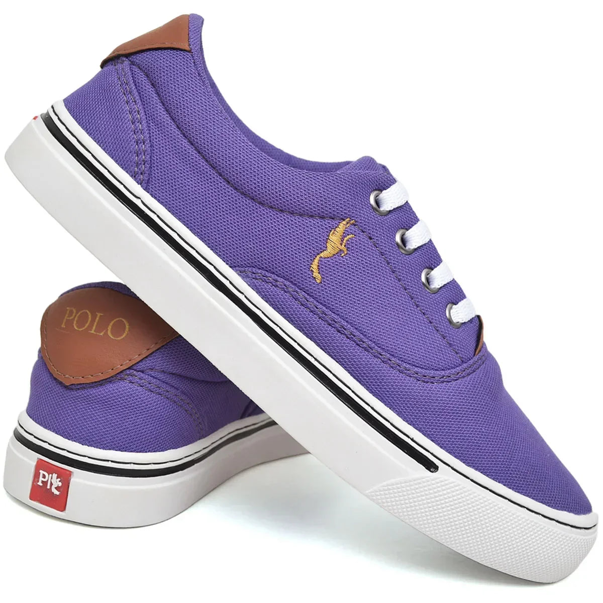 Zapatillas bajas moradas Polo Blu para mujer con reloj digital 