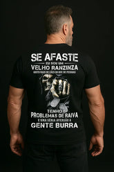 Camiseta negra para hombre – Frase divertida "Viejo Gruñón" – Espalda blanca 
