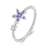 Anel Flor Violeta Prata 925 - Sundian