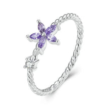 Anel Flor Violeta Prata 925 - Sundian