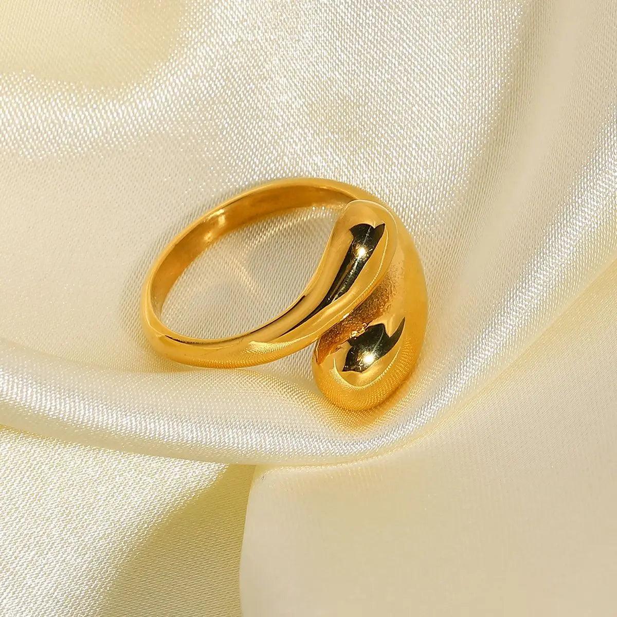 Anel Gota Dourada Ajustável Banhado a Ouro 18k - Sundian