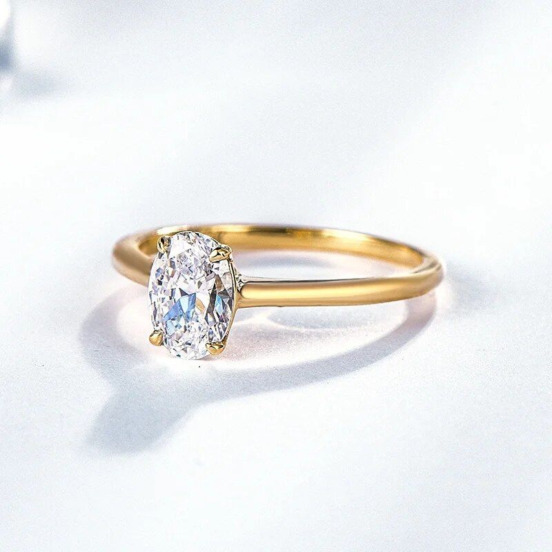 Anel Solitário Moissanite Oval