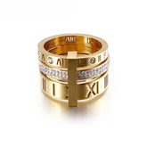 Anel Triplo Romano com Cristais Banhado a Ouro 18k - Sundian - Sundian