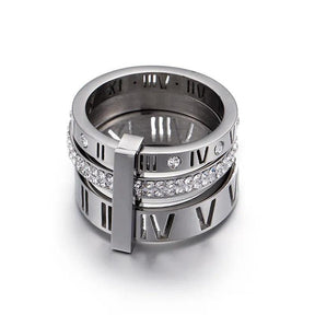 Anel Triplo Romano com Cristais Banhado a Ouro 18k - Sundian - Sundian