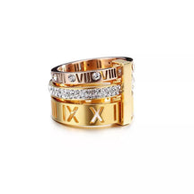 Anel Triplo Romano com Cristais Banhado a Ouro 18k - Sundian - Sundian
