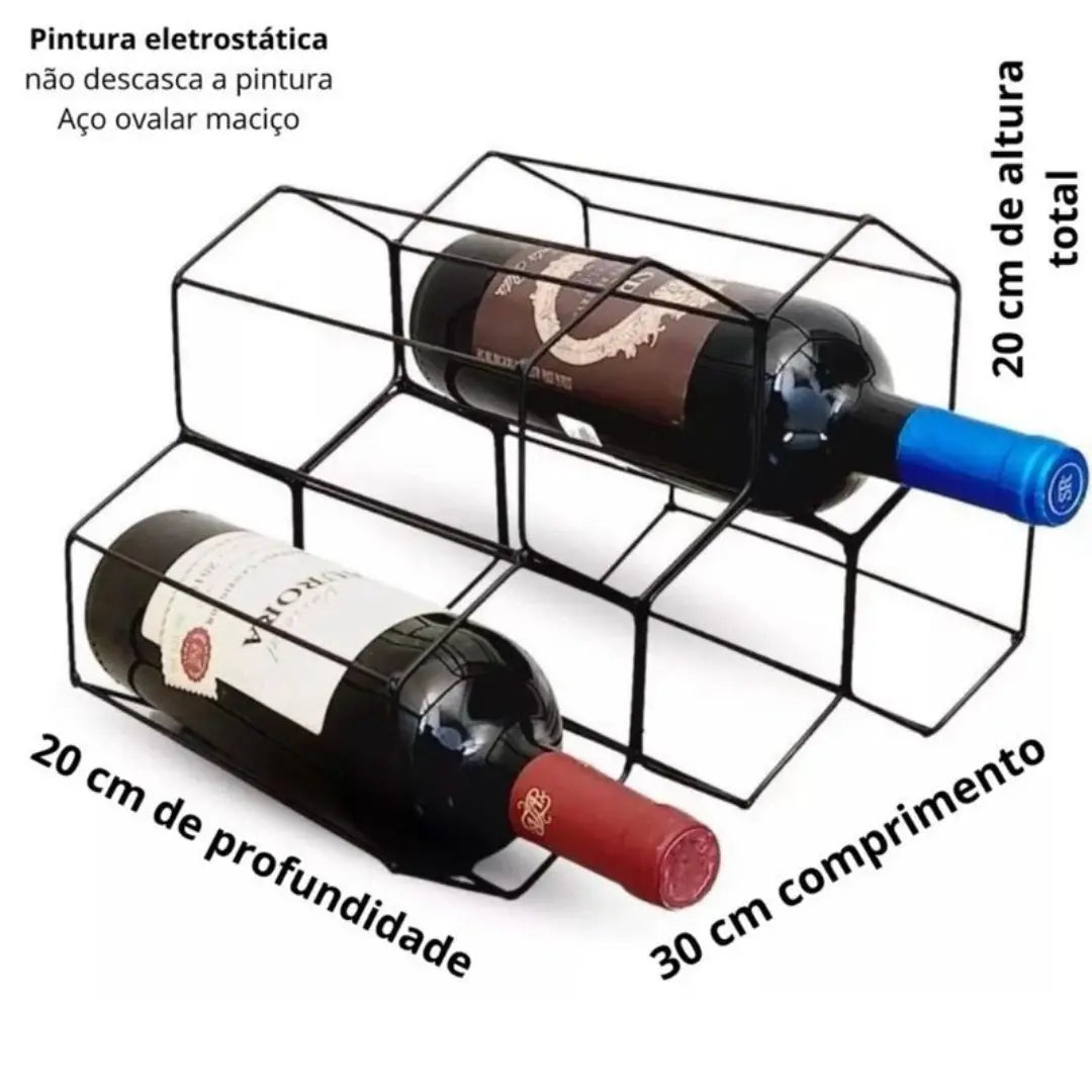 Suporte Adega de Vinho Aramado para 5 garrafas - Sundian