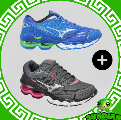 Compre 1 leve 2 Tênis Mizuno Wave 20 Pro Masc + Fem