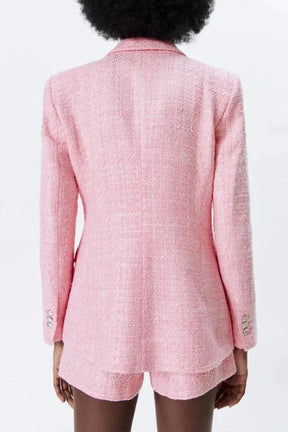 Blazer Tweed Botão Duplo Rosa – Versátil, leve e muito estiloso - Sundian