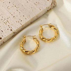 Brinco Argola Traçado Banhado a Ouro 18k - - Sundian - Sundian