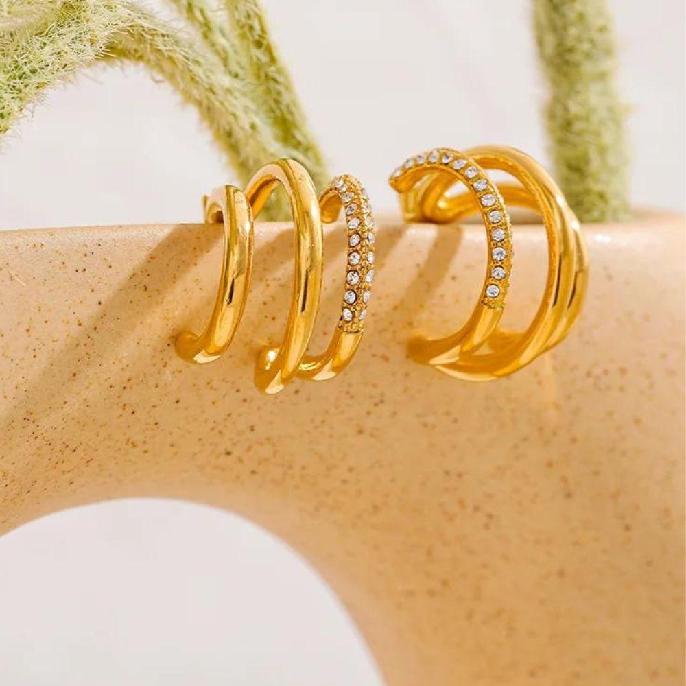 Brinco Argola Triplo Banhado a Ouro 18K - Sundian - Sundian