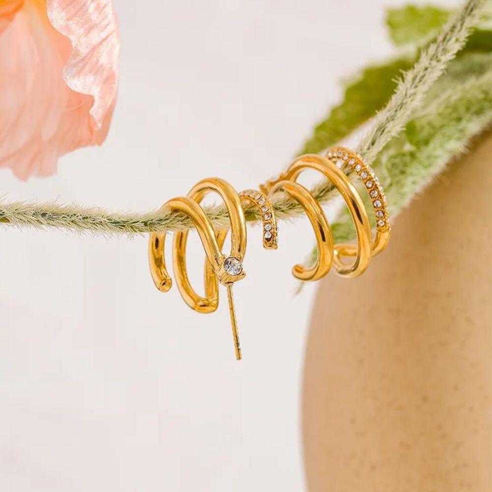 Brinco Argola Triplo Banhado a Ouro 18K - Sundian - Sundian