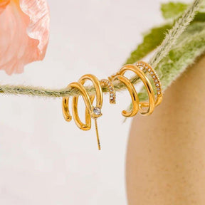 Brinco Argola Triplo Banhado a Ouro 18K - Sundian - Sundian