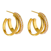 Brinco Duplo com Zircônias Banhado a Ouro 18k - Sundian - Sundian
