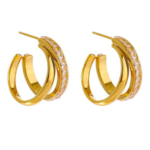 Brinco Duplo com Zircônias Banhado a Ouro 18k - Sundian - Sundian