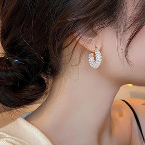 Brinco Redondo de Pérolas Banhado a Ouro 18k - Sundian