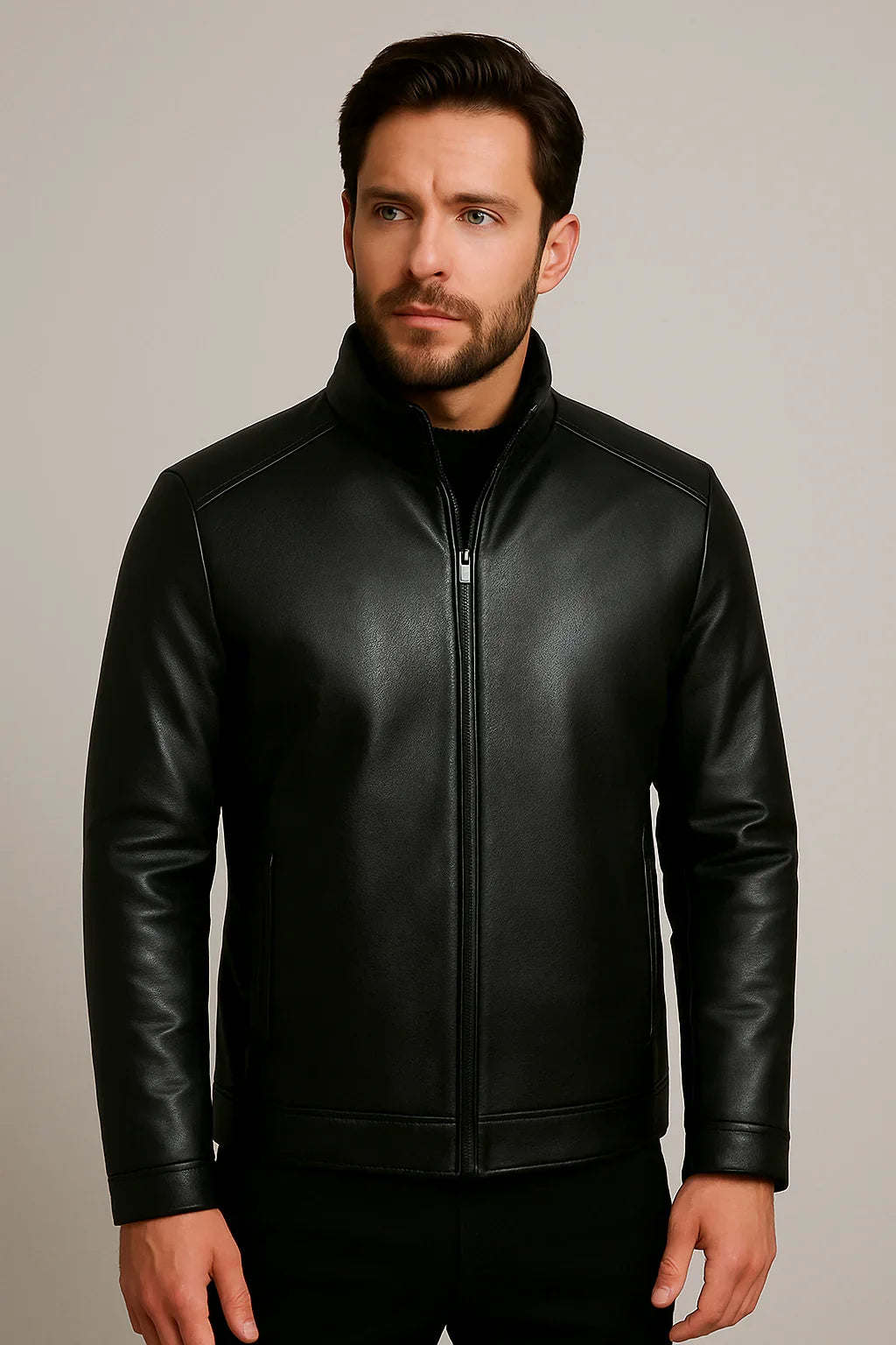 Jaqueta Masculina de Couro – Design moderno com toque clássico