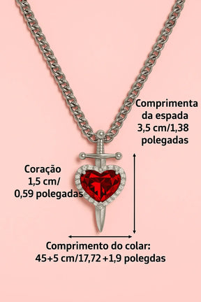 Set of 2 Heart and Sword Couple Necklace | Stainless Steel + Free Shipping
