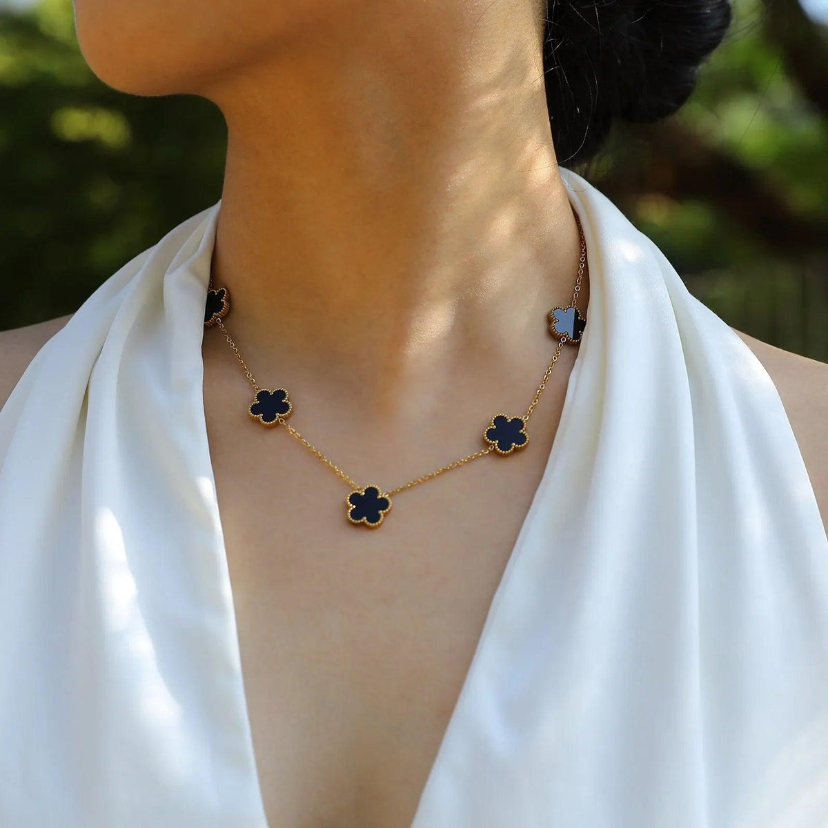 Colar Trevo Preto Banhado a Ouro 18k - Sundian - Sundian