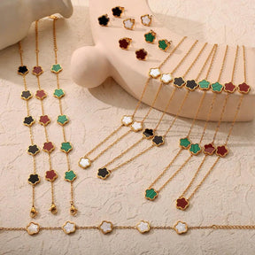 Colar e Pulseira Trevo - Brinde Brinco - Sundian - Sundian
