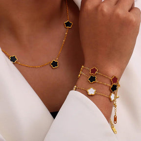 Colar e Pulseira Trevo - Brinde Brinco - Sundian - Sundian