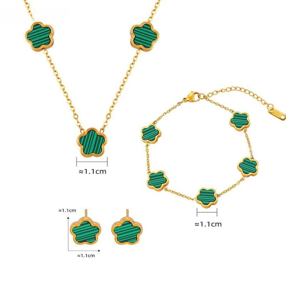 Colar e Pulseira Trevo - Brinde Brinco - Sundian - Sundian
