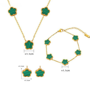 Colar e Pulseira Trevo - Brinde Brinco - Sundian - Sundian