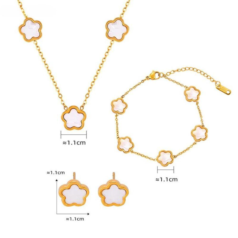 Colar e Pulseira Trevo - Brinde Brinco - Sundian - Sundian